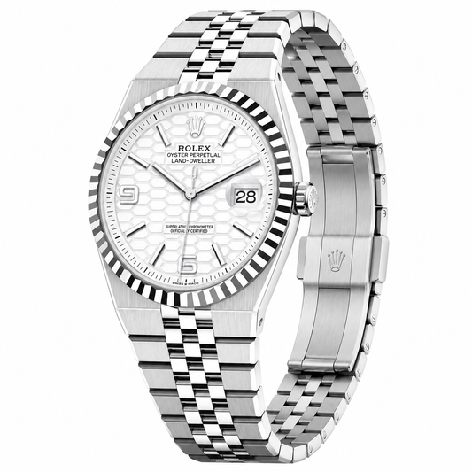 Rolex Land-Dweller 40mm White Rolesor – Honeycomb Dial