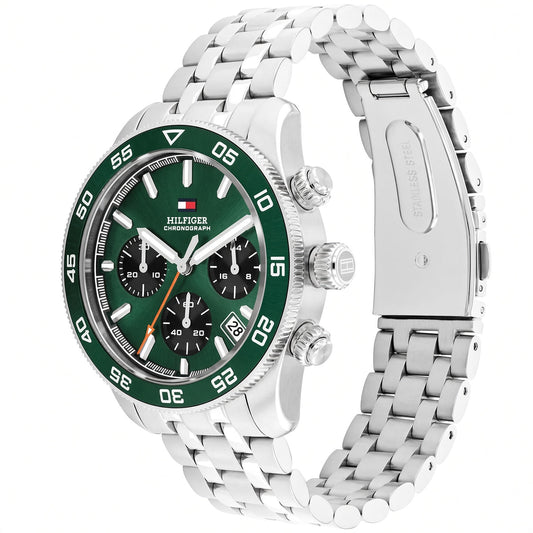 Tommy Hilfiger TH85 Men’s Chronograph Watch – Green Dial & Stainless Steel Bracelet 1792214