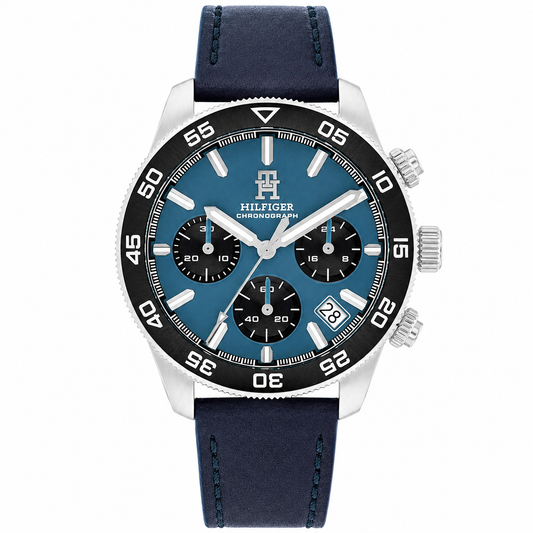 Tommy Hilfiger TH85 Men’s Chronograph Watch – Blue Dial & Navy Leather Strap 1792187