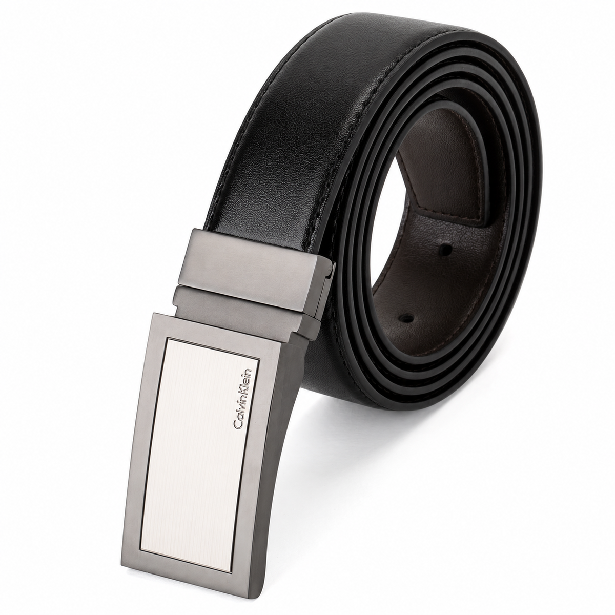 Calvin Klein Men’s Genuine Leather Wallet & Belt Gift Set – Black, CK Buckle