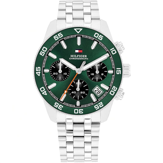 Tommy Hilfiger TH85 Men’s Chronograph Watch – Green Dial & Stainless Steel Bracelet 1792214